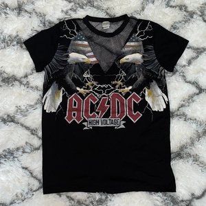 ACDC Eagles and Lightning Mesh Cut Out High Voltage Top